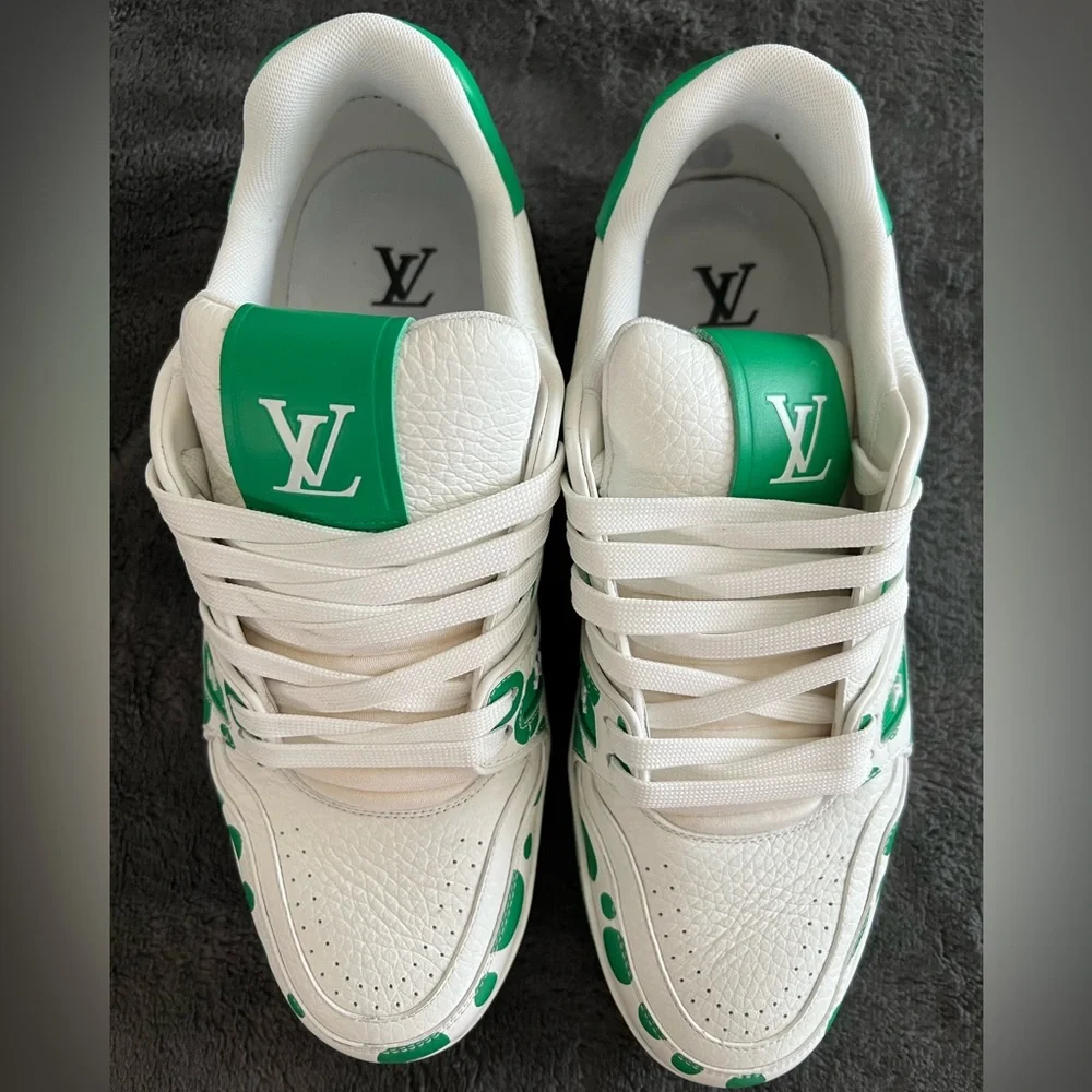 Louis Vuitton White and Green Athletic Shoes - Picture 6 of 12